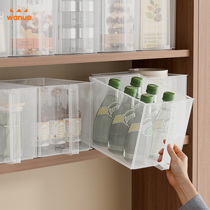 Organiseurs de placard coulissants WANUO avec poignée, tiroirs de rangement en <span class=keywords><strong>plastique</strong></span> transparent/blanc pour la cuisine et l'organisation de la maison - Product Image 3
