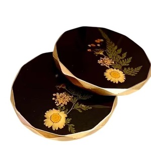 ที่รองแก้วเรซินลายดอกไม้สีชมพูแสนสวยสำหรับตกแต่งด้วยศิลปะสำหรับรับประทานอาหารห้องนั่งเล่นห้องครัวและโต๊ะทำงานจากอินเดีย - Product Image 2