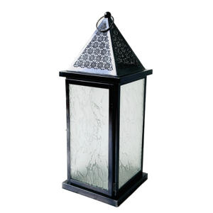 Bougeoir à découpe florale en fer marocain noir fait à la main lanterne populaire maison extérieur décor de noël bocaux à bougie en métal Durable - Product Image 1