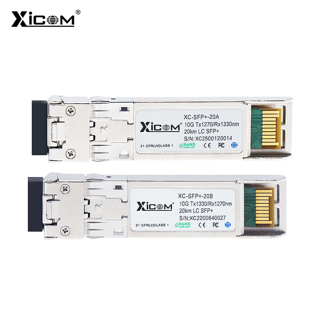 XICOM 10G BIDI SFP+ 20KM LC Fiber Optic Transceivers 1270nm/1330nm SFP Module for FTTH And Data Center