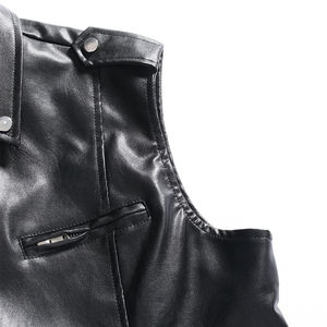 Veste de moto en cuir blanc style High Street pour hommes avec col montant solide coupe-vent à la mode pour l'hiver, le printemps et l'automne - Product Image 3