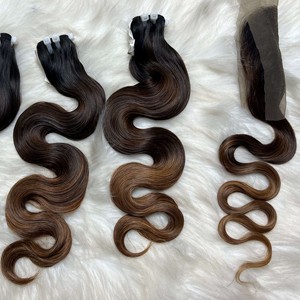 100% paquetes de ondas de cuerpo virgen crudo extensiones de cabello indio para mujeres negras cabello de ondas de cuerpo vietnamita con encaje HD - Product Image 2