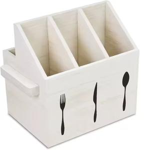 Kitchen Countertop Wooden Spoon Fork Knife Utensils Flatware Holder Gadgets Stand <b>Cutlery</b> <b>Storage</b> Organizer Holders Tissue Box - Product Image 1