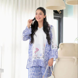 Ensemble coordonné en viscose rayonne pure, ensemble coordonné en viscose rayonne imprimé printemps-été pour femmes, ensemble coordonné en rayonne imprimé décontracté en deux pièces - Product Image 1