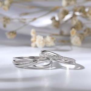 Jeulia Eternal Promise Crossover Sterling <b>Silver</b> Couple Wedding <b>Rings</b> with Cut Zircon - Product Image 4