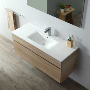 Meuble de salle de bain suspendu au mur en chêne naturel de 120 cm de Shanghai, ensemble élégant pour votre salle de bain moderne - Product Image 3