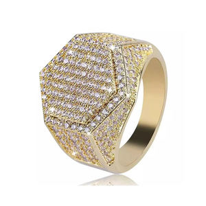 Bague personnalisée en argent 925 plaqué rhodium avec diamant moissanite de forme hexagonale, cadeau de fiançailles, de mariage, d'anniversaire, de fête, unisexe, de luxe - Product Image 1