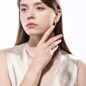 Anillo de Eternidad RITZIN con Moissanita de Estilo Elegante, Corte Redondo, Diamante Cultivado en Laboratorio, Plata de Ley, Anillo de Boda para Mujer - Product Image 4