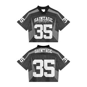 เสื้อฟุตบอลถักคอวีแขนสั้นสำหรับผู้ชายเสื้อถักมีตัวอักษรผ้าแจ็คการ์ด - Product Image 4