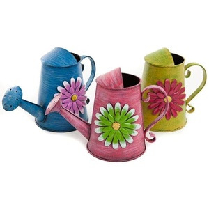 Rust-resistant Galvanized Metal <b>Water</b> <b>Can</b> with Hand-painted Enamel Floral Patterns Perfect <b>for</b> Eco-friendly <b>Gardening</b> - Product Image 2