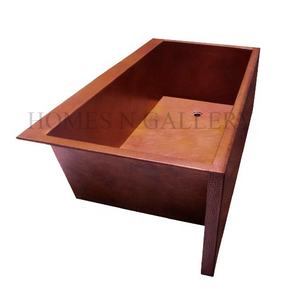 อ่างอาบน้ำทองแดงบริสุทธิ์ดีไซน์แบบโบราณสีขาวด้านนอกผลิตเสร็จในเอเชียอ่างอาบน้ำทองแดงที่มีการออกแบบที่ไม่เหมือนใคร - Product Image 2