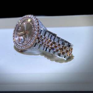 Pass Diamond Tester Marca de moda personalizada D Color VVS Iced Out Reloj de acero inoxidable Moissanite Diamond Último unisex - Product Image 3