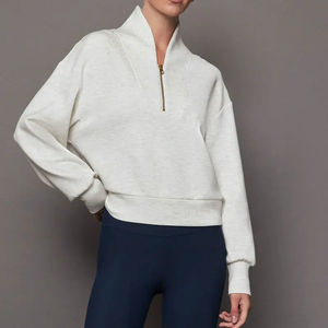 Sudaderas de Invierno para Mujer, Manga Larga, Cierre de Cremallera de 1/4, 100% Algodón, Venta al Por Mayor, Fabricantes de Ropa, Sudaderas Personalizadas - Product Image 2