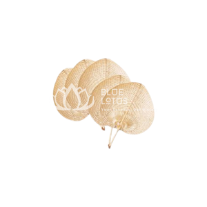 Meilleur prix ventilateur à main vietnamien Areca Spathe feuille de palmier ventilateur à main cadeau décoratif graver Logo sur ventilateur Lotus bleu - Product Image 1