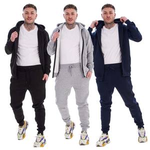 Conjunto Deportivo Básico para Hombre, 100% Algodón, Invierno, Tallas Grandes, Pantalón Deportivo Liso, Sudadera con Cierre y Forro Polar - Product Image 2