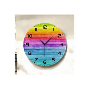 Reloj de pared de mesa silencioso de madera de 50cm con estampado colorido Idea de regalo perfecta - Product Image 5