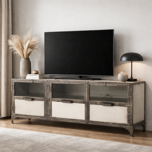 Industrial Iron <b>TV</b> Cabinet | Metal <b>TV</b> Stand Living Room Furniture | Storage Cabinet Handmade Vintage Retro Antique <b>Design</b> <b>Unit</b> - Product Image 1