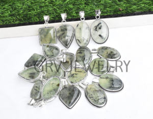 Lot en gros de pendentifs ethniques faits à la main en pierre de préhnite, plaqués argent sterling 925, parfaits pour les fêtes, les mariages, les anniversaires - Product Image 5