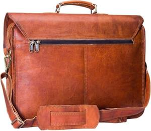 World Craft Impex 100% Genuine Leather 15 Inch Double Strip Messenger Bag Super Quality <b>Laptop</b> <b>Covers</b> 100% Genuine <b>Laptop</b> <b>Covers</b> - Product Image 3