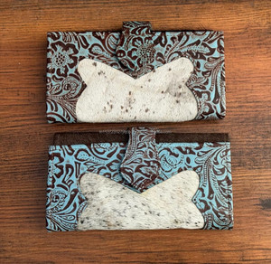 Pochette en cuir de fourrure de vachette sculptée de style occidental Offre Spéciale en cuir imprimé en relief étui de téléphone de créateur à la mode portefeuilles de haute qualité - Product Image 2