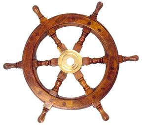 Artesanía Rueda de barco de madera Colgante de pared Showpiece Rueda de barco de madera Decoración 12 pulgadas - Product Image 1