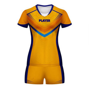 Uniforme de Voleibol Atlético para Mujer, Conjunto de Jersey y Pantalones Cortos de Tela Elástica Ligera Estampada, Transpirable, Cómodo y Personalizable - Product Image 1