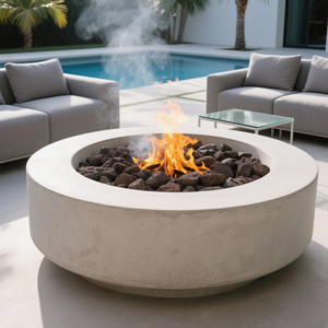 Cheminée ronde de table en <span class=keywords><strong>pierre</strong></span> moderne de haute qualité GRC/GFRC avec pot de bol en béton sans fumée pour villas - Product Image 3