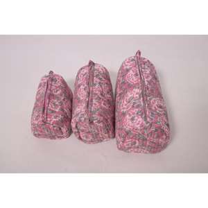 Organizador de Maquillaje de Algodón Indio, Duradero, Portátil, de Gran Capacidad, con Estampado, con Cierre para Bolsa de Viaje - Product Image 3