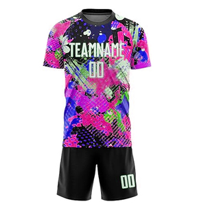 Uniforme d'équipe haute pour hommes, maillots de football à manches courtes, numéro de nom, ensembles de l'équipe de France 100% polyester, technique de coupe automatisée - Product Image 3