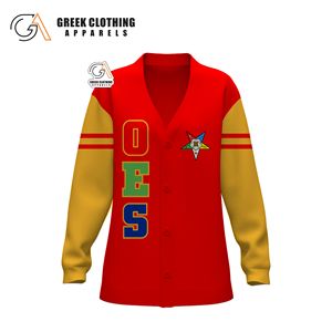 Hot Selling Customize Order Of The Easter Star Patches Sorority Embroidery Letters V Neck Women Sweater <b>Cardigan</b> Autumn Clothing - Product Image 5