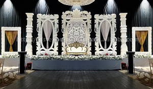 เสาโลหะตกแต่งเวทีแต่งงานสไตล์ดอกบัวหรูหราแบบอังกฤษขายดีธีมดอกบัวทันสมัยเสาโลหะสำหรับงานแต่งงานเวที DST - Product Image 3