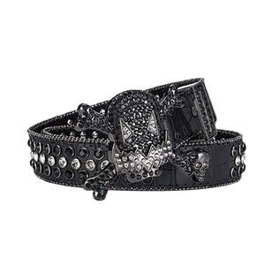 Gengar Boucle métallique Bracelet noir avec ceinture en strass clouté noir et cristal - Product Image 1