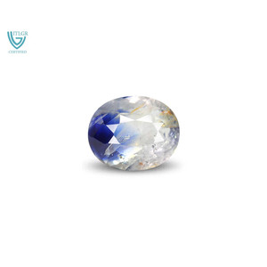 Saphir naturel bicolore (Pitambari) - 6,08 carats, taille ovale, 10 mm, créé en laboratoire, traité thermiquement et poli - Product Image 1