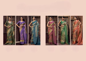 Jacquard Soie Jari Tissage Saree Collection Styliste Impression Numérique et Finition Marmo pour la Saison de Mariage Tissu Doux en Dentelle - Product Image 5