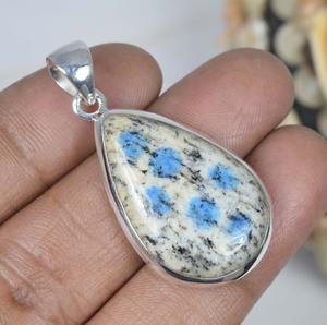 Jaspe naturel K2 pendentif en argent Sterling 925 avec pierres précieuses bijoux faits à la main mars pierre de naissance pendentif en forme de poire cadeau pour anniversaire - Product Image 2