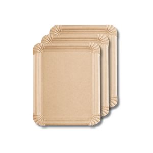 Assiette en carton kraft rectangulaire jetable écologique personnalisable fabriquée en Italie, différentes tailles, prête à être expédiée - Product Image 1