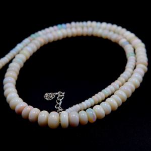 Cuentas de forma redonda lisa de ópalo australiano, collar de ópalo de fuego múltiple natural, 4X9MM aprox. 16 pulgadas de calidad superior - Product Image 2