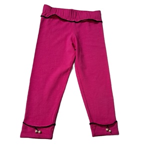 Leggings de jazmín de algodón de la mejor calidad para niñas, estilo dulce con dobladillo en contraste, tobillos colgantes de perlas disponibles, hermoso Color rosa - Product Image 1