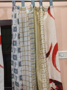 Seda Beige Boho Étnico Colgante de pared Gypsy Hippy Estilo Cortinas y cenefas Sari Inspirado Decoración para el hogar en estilo bohemio - Product Image 5