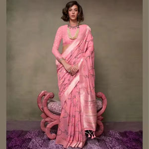 Saree imprimé en brocart de soie de coton de créateur dernier cri par Fab Zone - Product Image 3