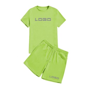 Conjunto de dos piezas de algodón 100%, camiseta y pantalones cortos, ropa de calle, conjuntos de hombre, camiseta interior informal, camisetas, bordado con estampado reflectante - Product Image 2