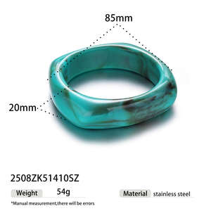 2025 à la mode exagéré éblouissant coloré large irrégulier carré acrylique Bracelets Texture Design déclaration résine Bracelet Bracelet - Product Image 3