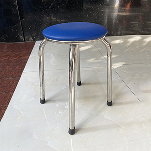 Adjustable Industrial-Style Stainless Steel Ottoman Stool Upholstered <b>Seat</b> Soft <b>Storage</b>-Friendly-for Home Bedroom Hospital Use - Product Image 1