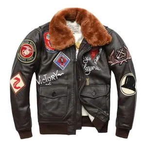 Giacca di volo moda aviatore stile migliore giacca trapuntata Air G1 Top 100% giacca di pelle di vacchetta cappotto di pelle da uomo Jacke invernale