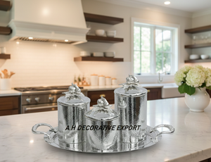 Luxury Hand-Hammered Stainless Steel Eco-Friendly Europe Style <b>Kitchen</b> <b>Canister</b> Tray Freshness Preservation for Food Storage - Product Image 5