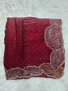 ผ้าไหมชาร์กานงานปักเพชรสำหรับผู้หญิง พร้อมเสื้อคลุมแบบไม่เย็บติด ผ้าส่าหรีอินเดียสำหรับงานปาร์ตี้ งานแต่งงาน และงานเทศกาล มีสินค้าพร้อมส่ง - Product Image 2