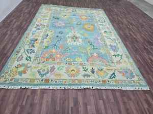 Tapis Oushak en laine fait main, design moderne, écologique, antidérapant, poils moyens, tailles 5x8 et 12x14, personnalisable, pour la maison et les pique-niques - Product Image 3