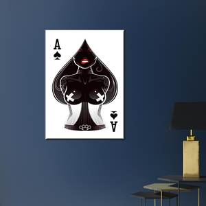 Obra de arte moderna impresa en lienzo con diseño de As de Corazones para decoración elegante del hogar, enrollada en lienzo tipo galería - Product Image 1