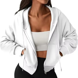 Sweat-shirt à capuche en molleton de coton chic urbain, tendance, fermeture éclair, veste, streetwear confortable, sweat-shirt à capuche pour femme avec la meilleure qualité à bas prix - Product Image 1