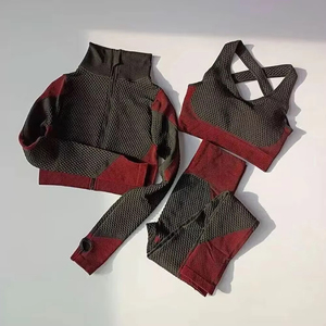 3 Piece High Waist Gym Yoga Set Solid Pattern Sports <b>Bra</b> and Leggings with Elastic Closure Compression Yoga Wear - Product Image 4